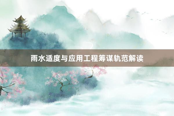 雨水适度与应用工程筹谋轨范解读