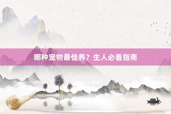 哪种宠物最佳养？生人必看指南